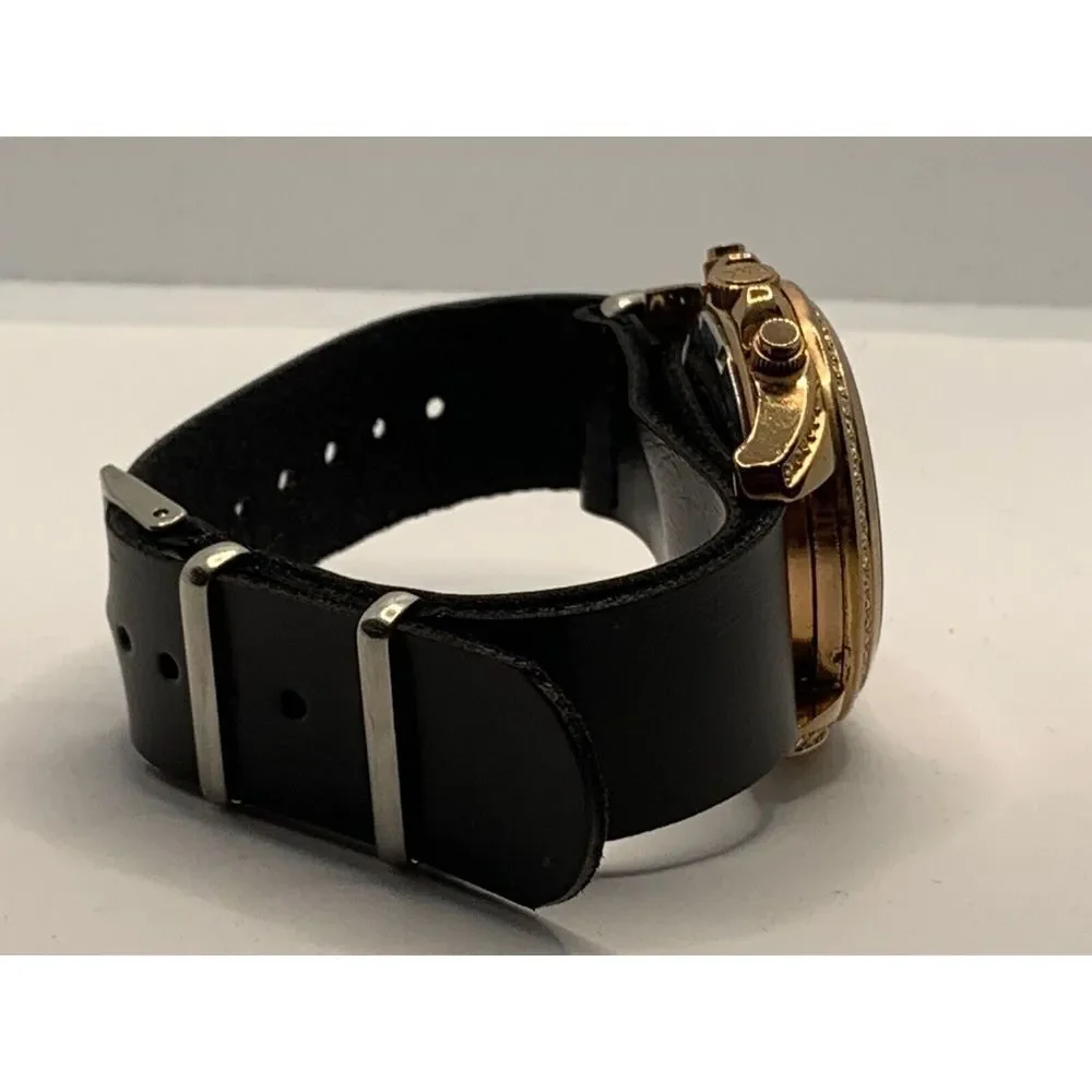 Michael Kors MK5859 Women Black Leather Analog Rose Gold Dial Quartz Watch JD246